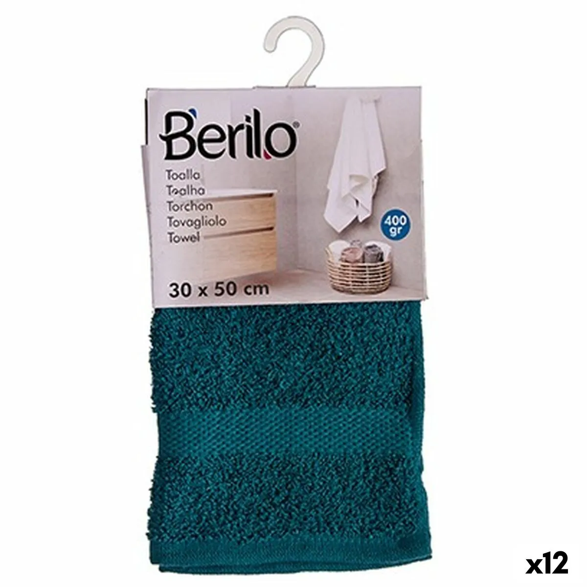 Telo da bagno Azzurro 30 x 50 cm (12 Unità)