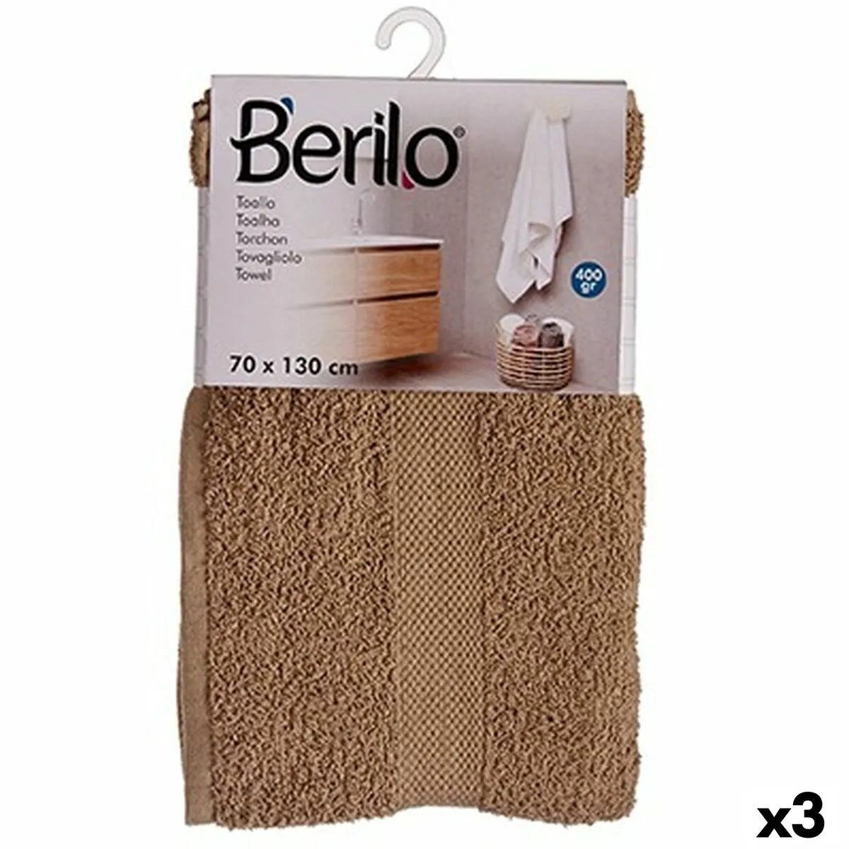 Telo da bagno Cammello 70 x 130 cm (3 Unità)