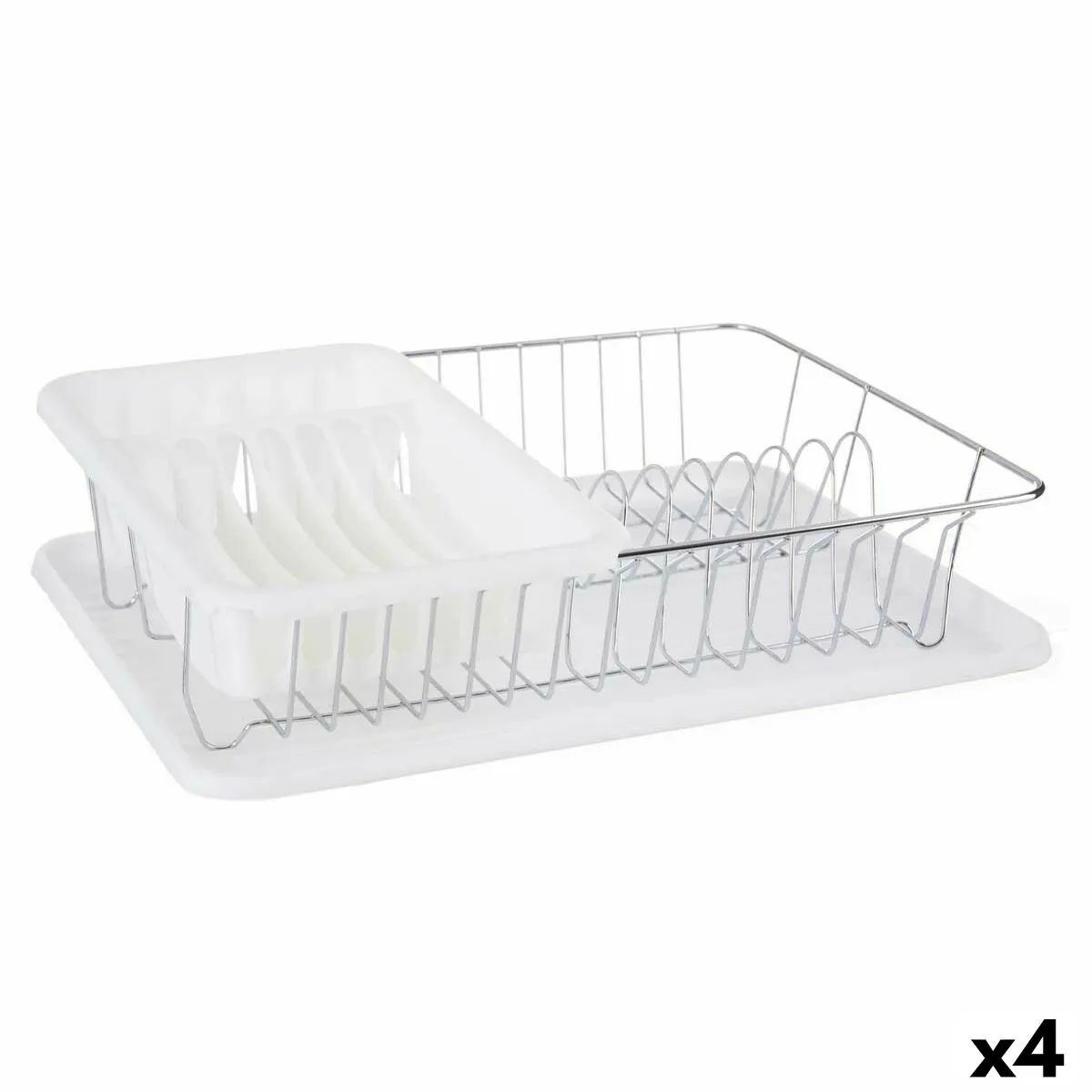 Scolapiatti da Lavandino Bianco Metallo Plastica 43,5 x 11 x 33,5 cm (4 Unità)