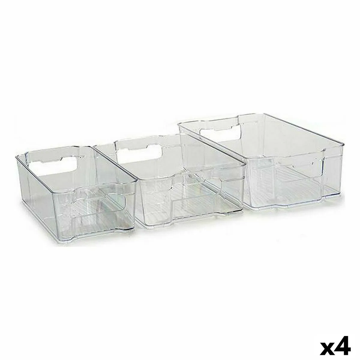 Set di vassoi organizzatori Frigo 3 Pezzi Trasparente Plastica (4 Unità)