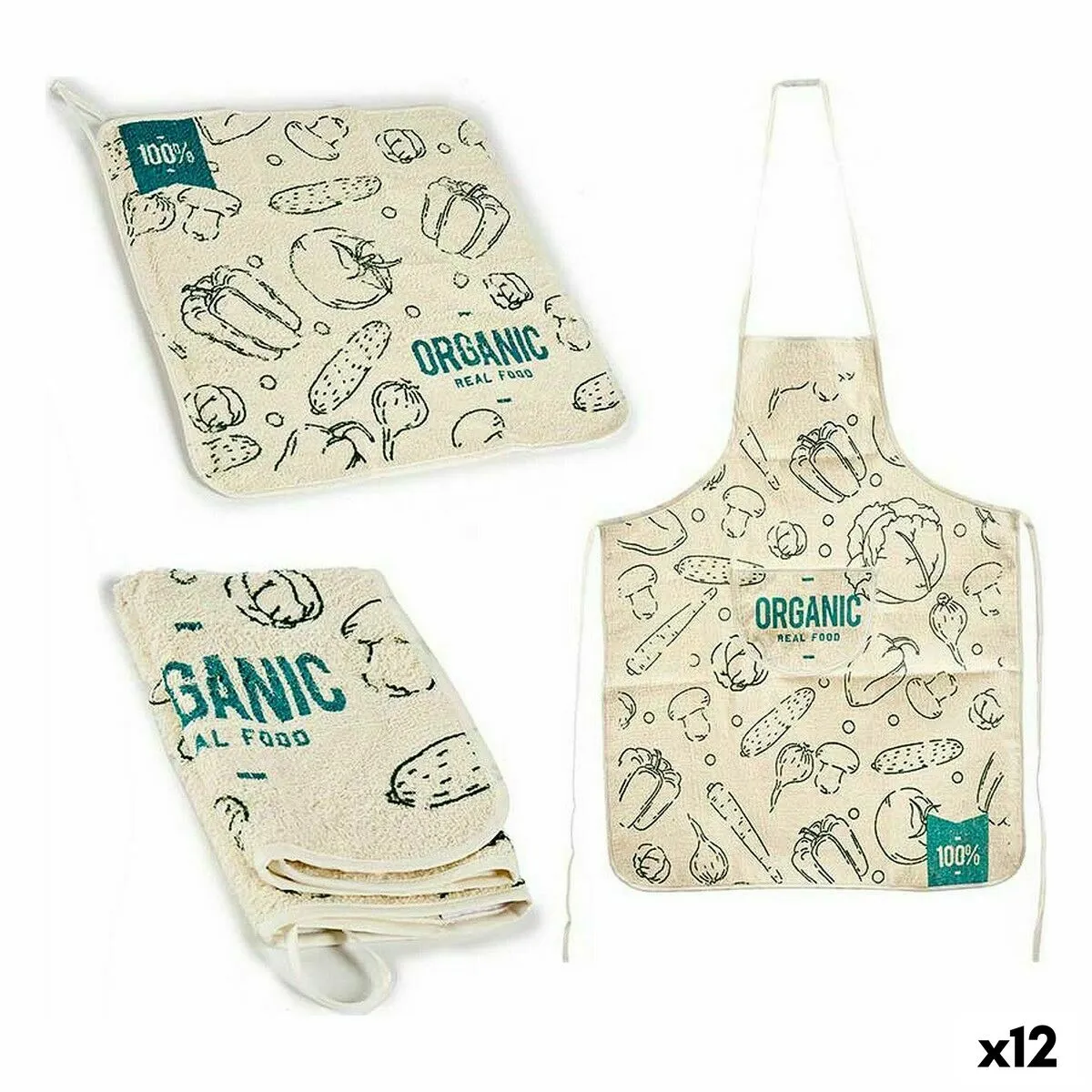 Set da Cucina Organic 2 Pezzi Azzurro Bianco (12 Unità)