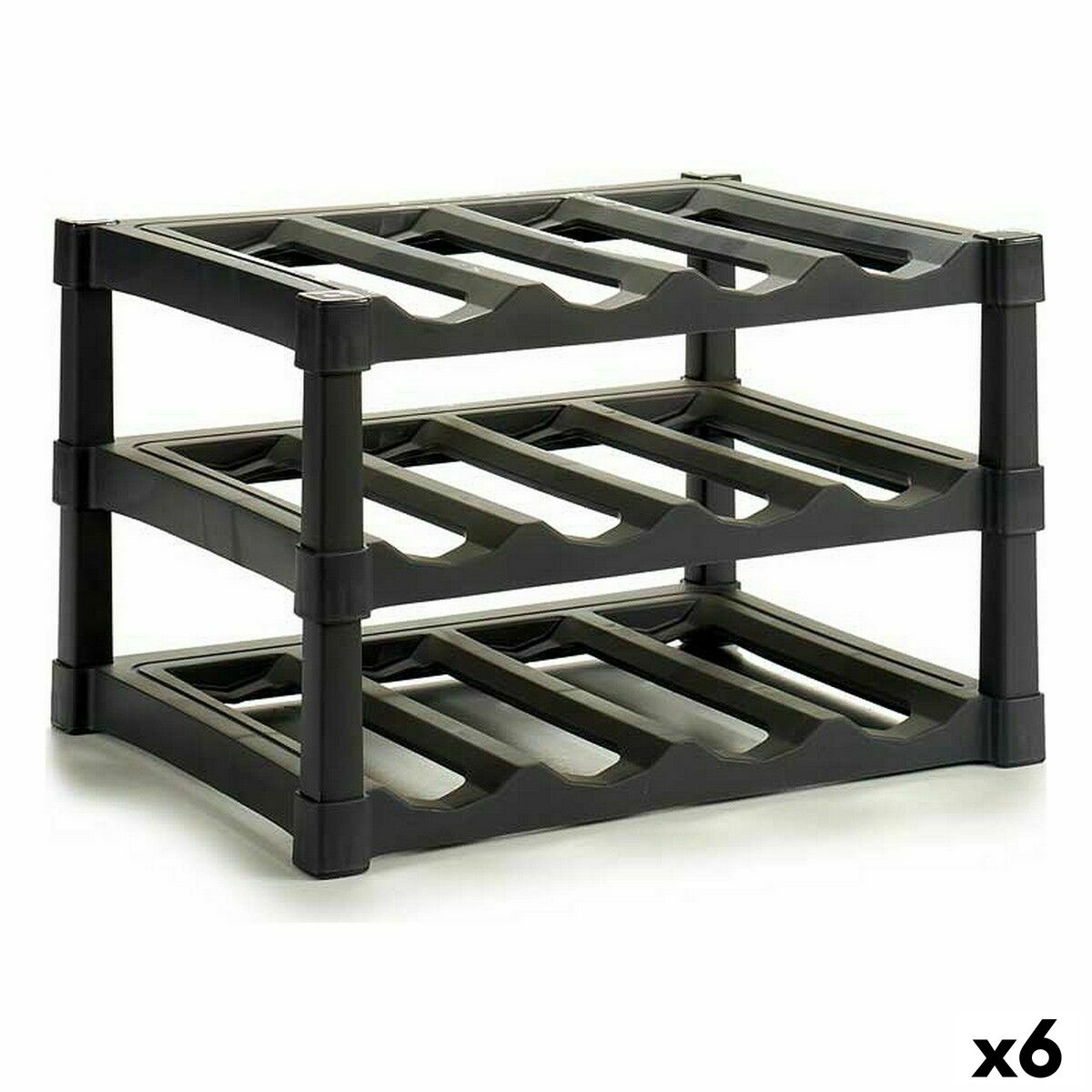 Portabottiglie Nero Plastica 39 x 30 x 28 cm (6 Unità)