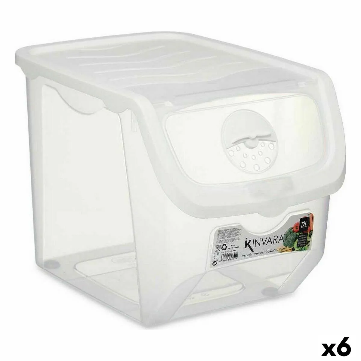 Scatola per Sistemare Impilabile Frigo Trasparente Plastica 31 x 24 x 23,5 cm (6 Unità)