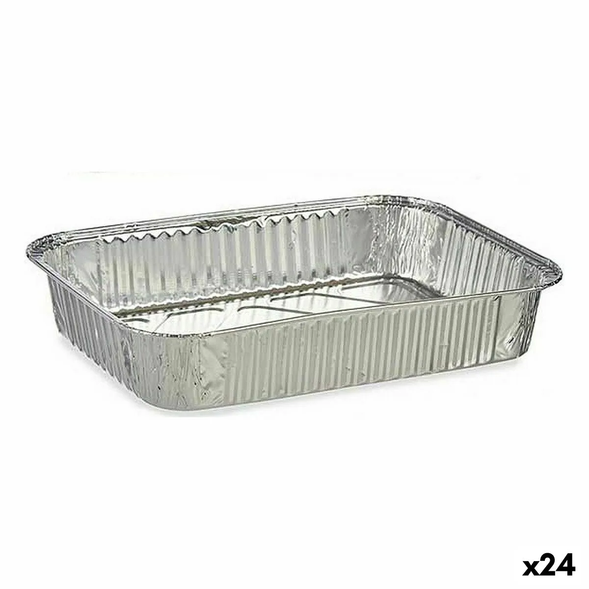 Set di Teglie da Cucina Monouso Rettangolare Alluminio 31,5 x 6,5 x 20,5 cm (24 Unità)