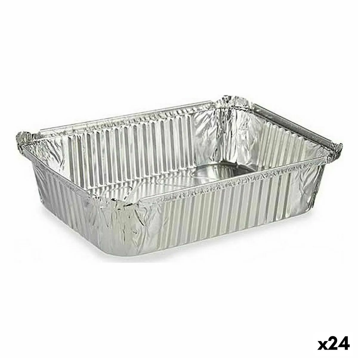 Set di Teglie da Cucina Monouso Con coperchio Alluminio 19 x 6,8 x 25,5 cm (24 Unità)