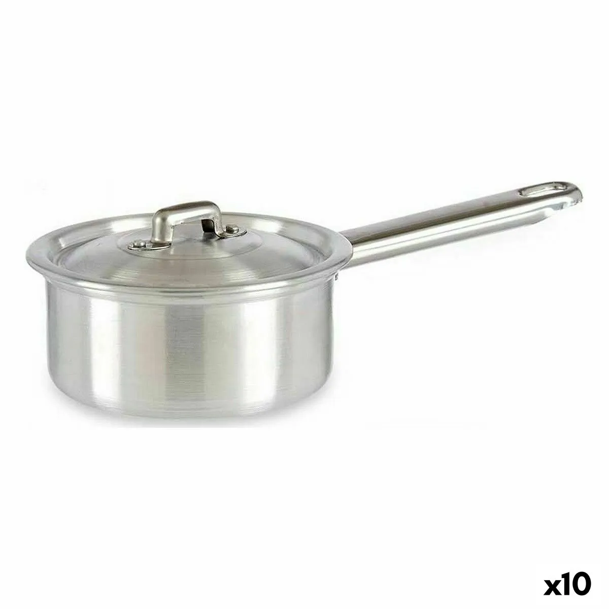 Casseruola con Coperchio Ø 12 cm Argentato Alluminio 600 ml (10 Unità)