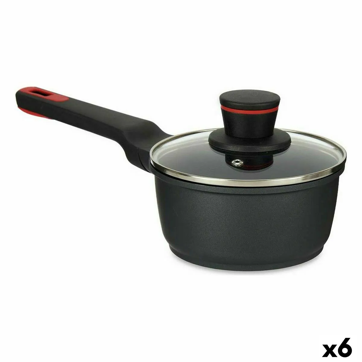 Casseruola con Coperchio Ø 16 cm Nero Alluminio (6 Unità)