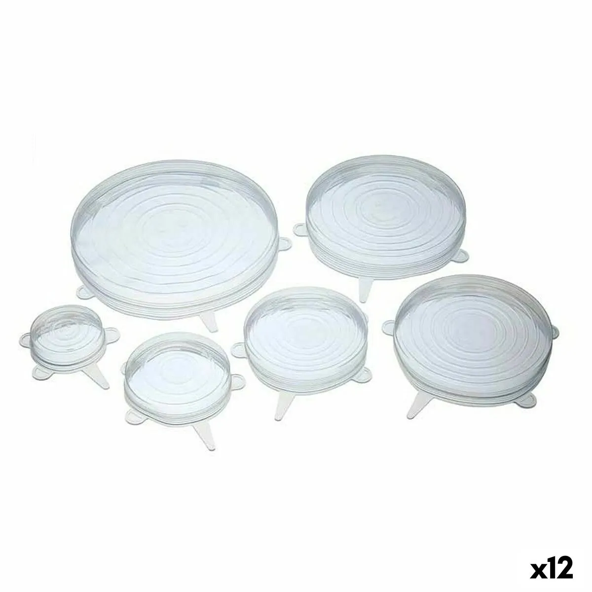 Set di Coperchi in Silicone Estensibili e Riutilizzabili Trasparente Silicone (12 Unità)