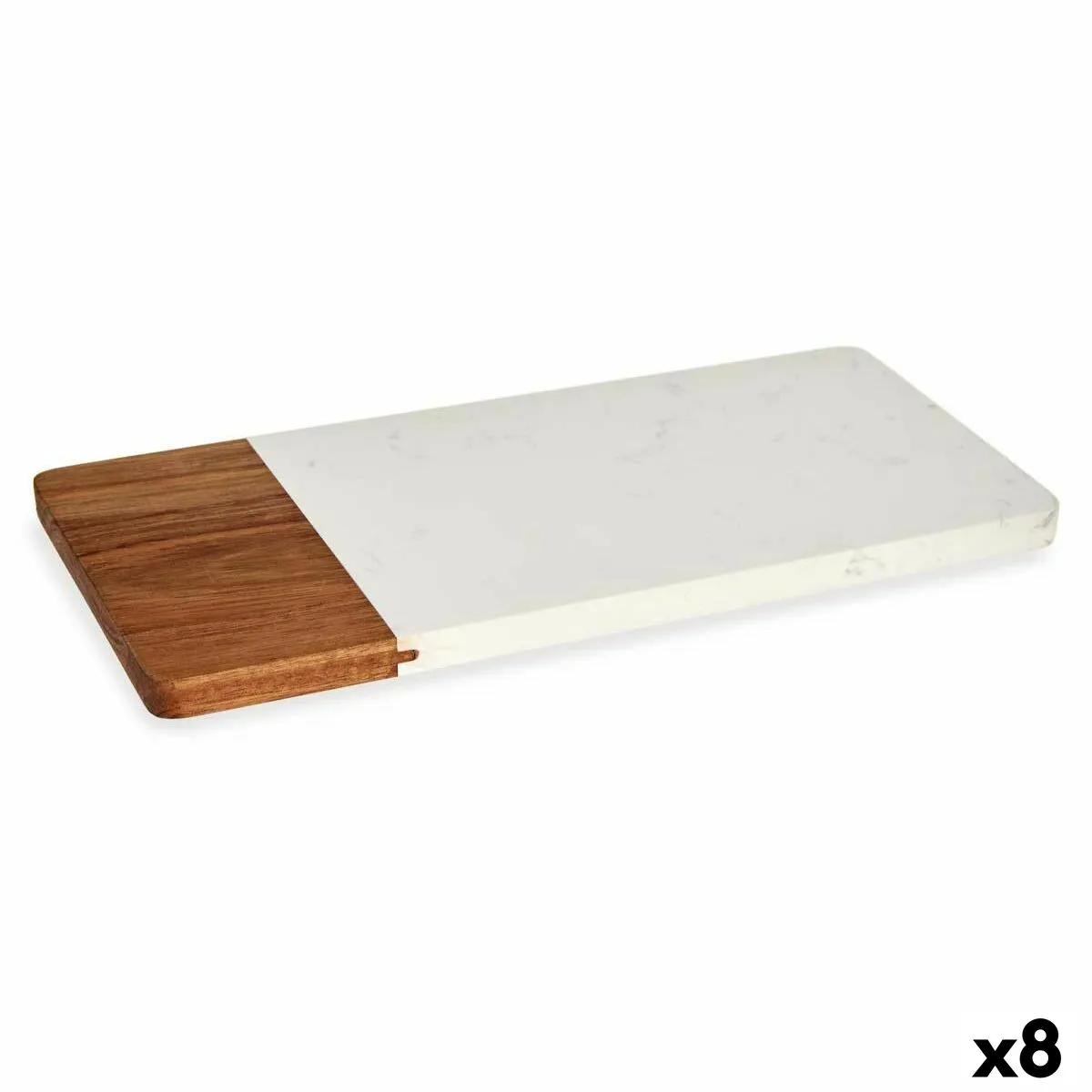 Tagliere Bianco Marmo Legno di acacia 15 x 1,3 x 30 cm (8 Unità)