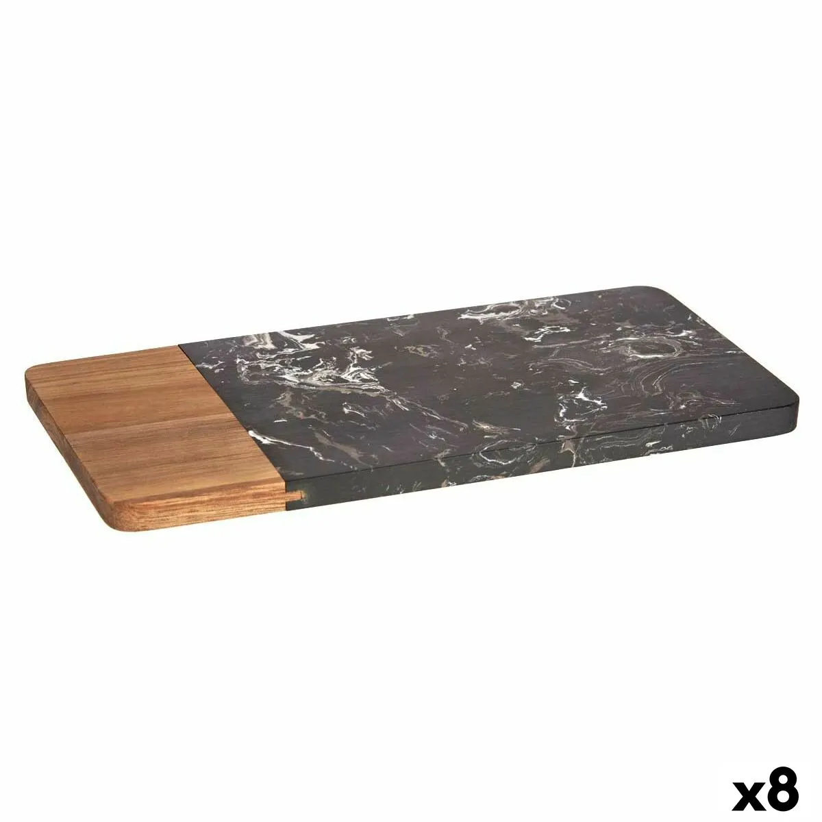 Tagliere Nero Marmo Legno di acacia 15 x 1,3 x 30 cm (8 Unità)