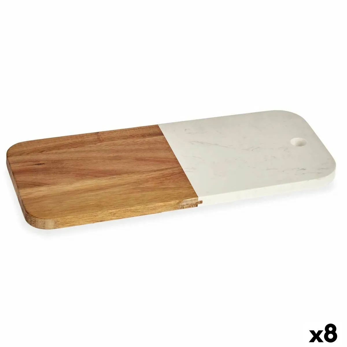 Tagliere Bianco Marmo Legno di acacia 18 x 1,5 x 38 cm (8 Unità)