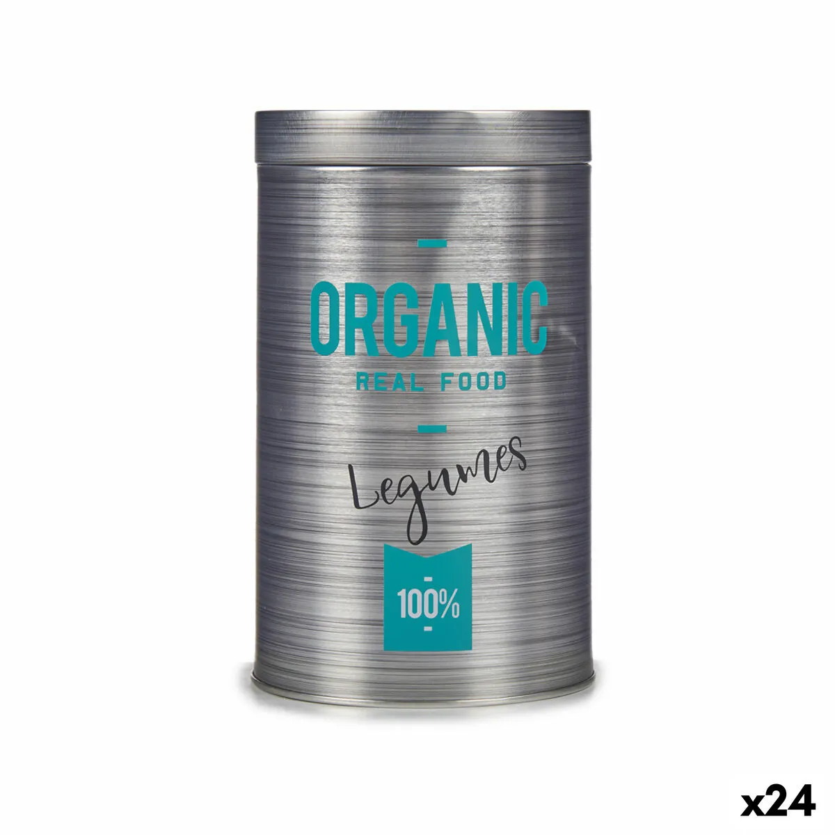 Barattolo Organic Legumi Grigio Latta 10,4 x 18,2 x 10,4 cm (24 Unità)