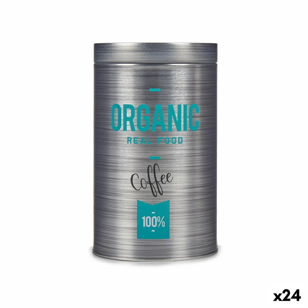 Barattolo Organic Caffè Grigio Latta 10,4 x 18,2 x 10,4 cm (24 Unità)