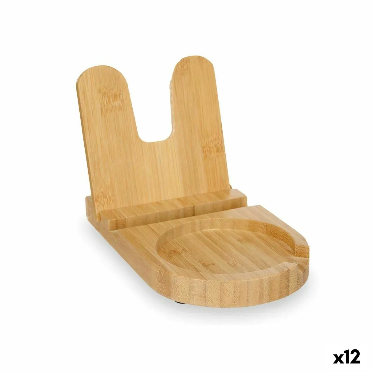 Supporto per Utensili da Cucina Naturale Bambù 12,7 x 20,5 x 3,5 cm (12 Unità)