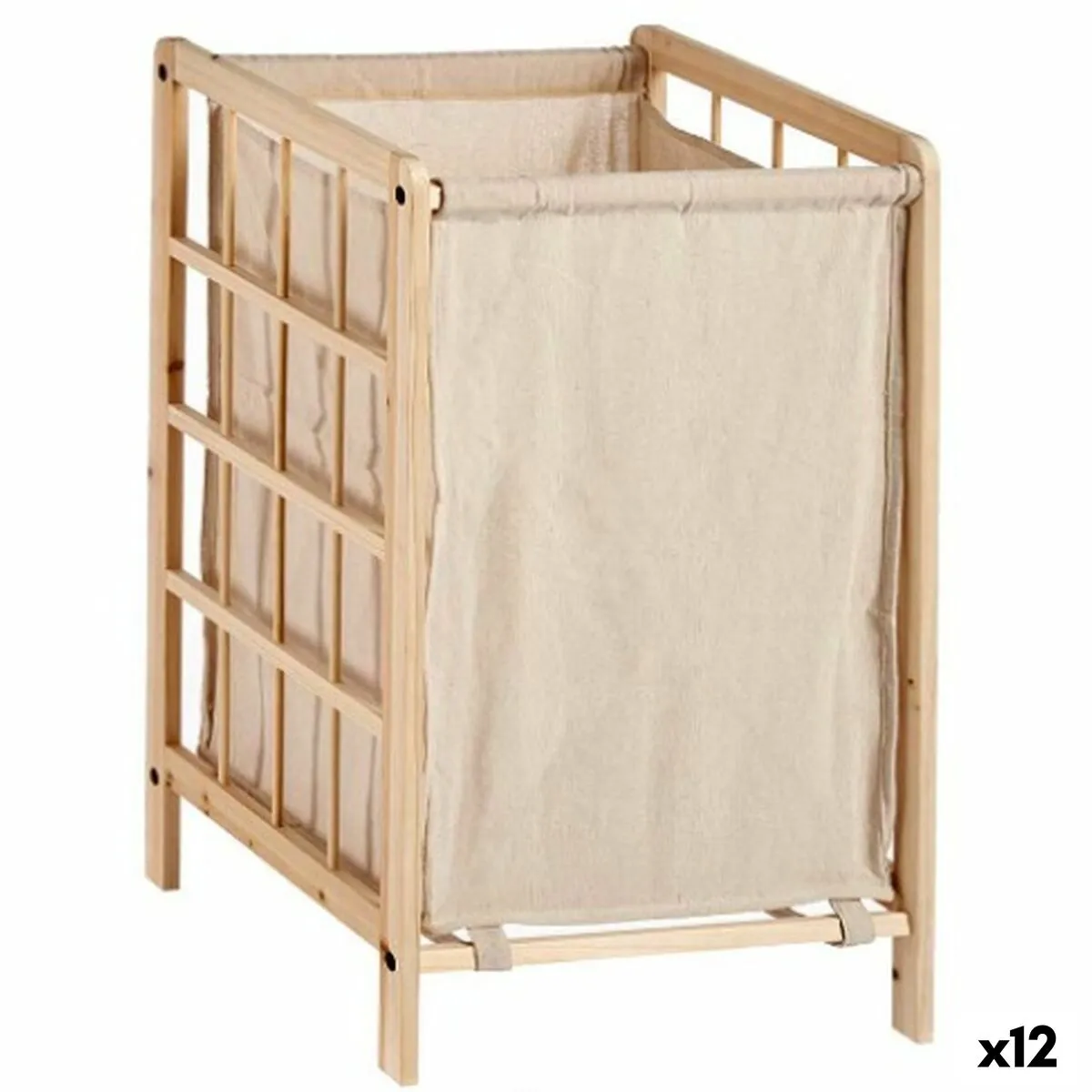 Cesto per i Panni Sporchi Beige Legno 35 L 33 x 60 x 39,5 cm (12 Unità)