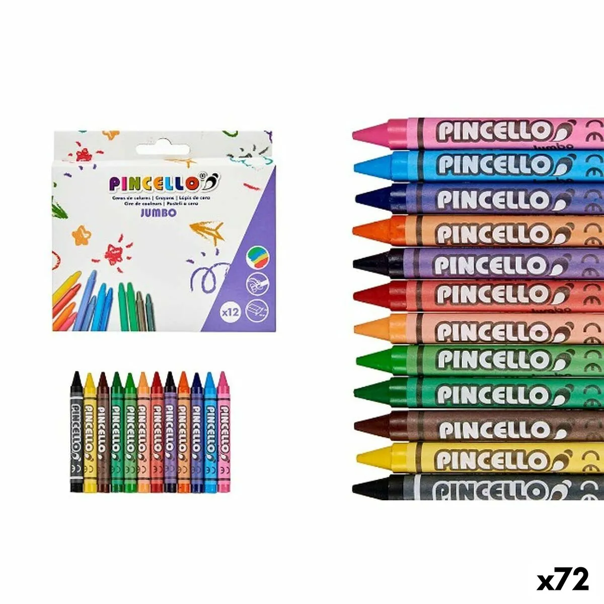 Colori a Cera Jumbo Multicolore Cera (72 Unità)