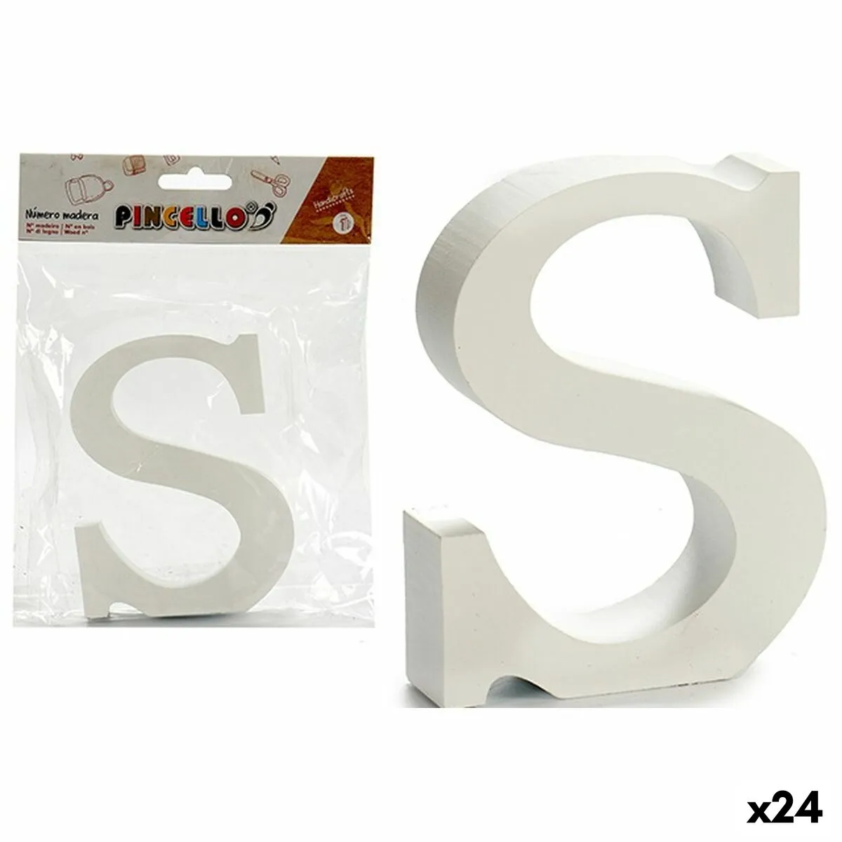 Lettera S Bianco Legno 2 x 16 x 14,5 cm (24 Unità)