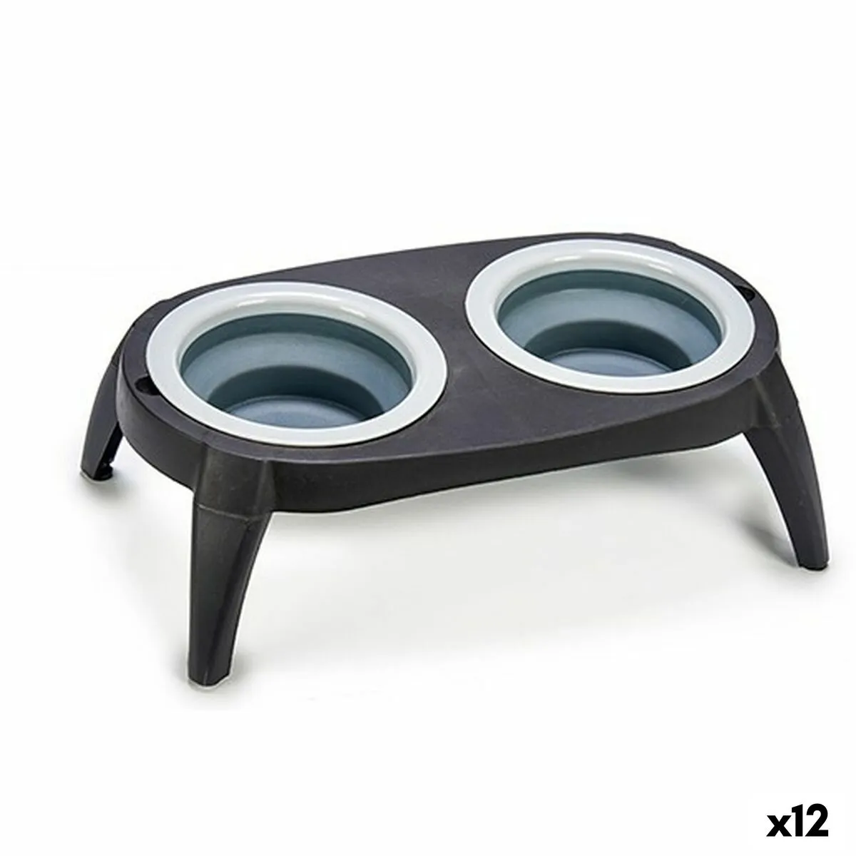 Ciotola per animali domestici Pieghevole Nero Silicone Plastica 9 x 39 x 9 cm (12 Unità)