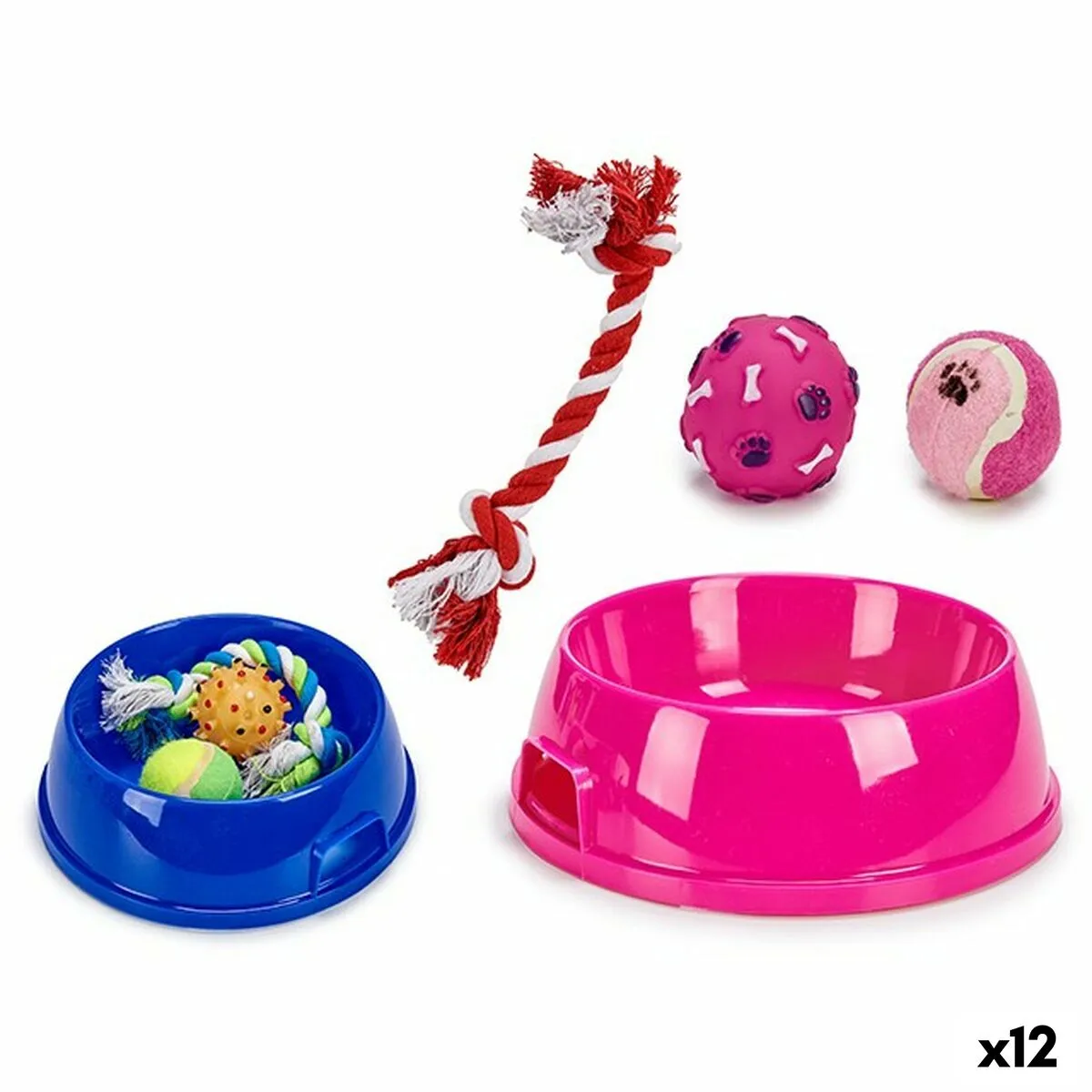 Ciotola per cani Set Plastica 25,8 x 7,5 x 25,8 cm (12 Unità)