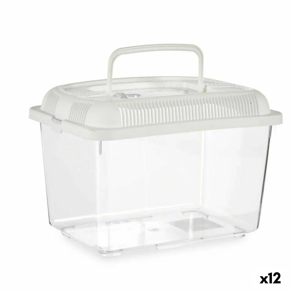 Acquario Con maniglia Medio Bianco Plastica 3 L 17 x 16 x 24 cm (12 Unità)