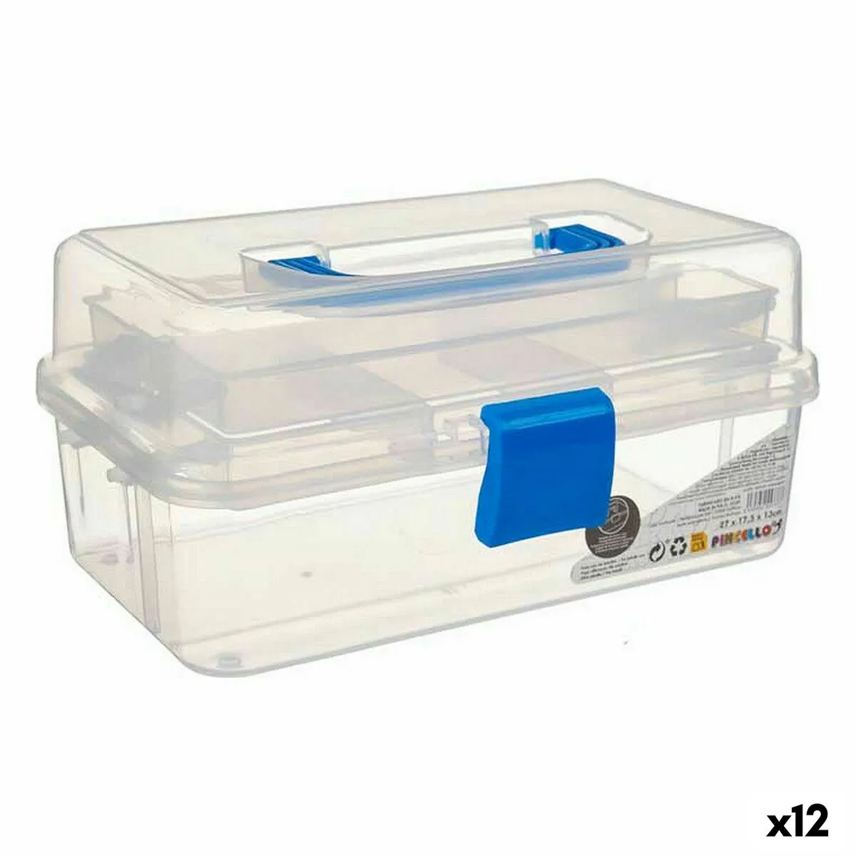 Scatola Multiuso Azzurro Trasparente Plastica 27 x 13,5 x 16 cm (12 Unità)