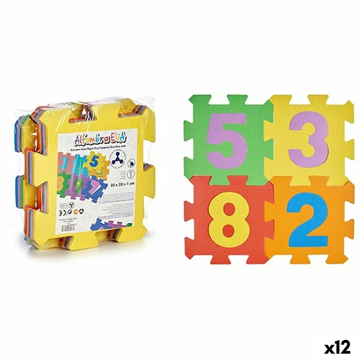 Tappeto Puzzle Multicolore Numeri Gomma Eva (12 Unità)