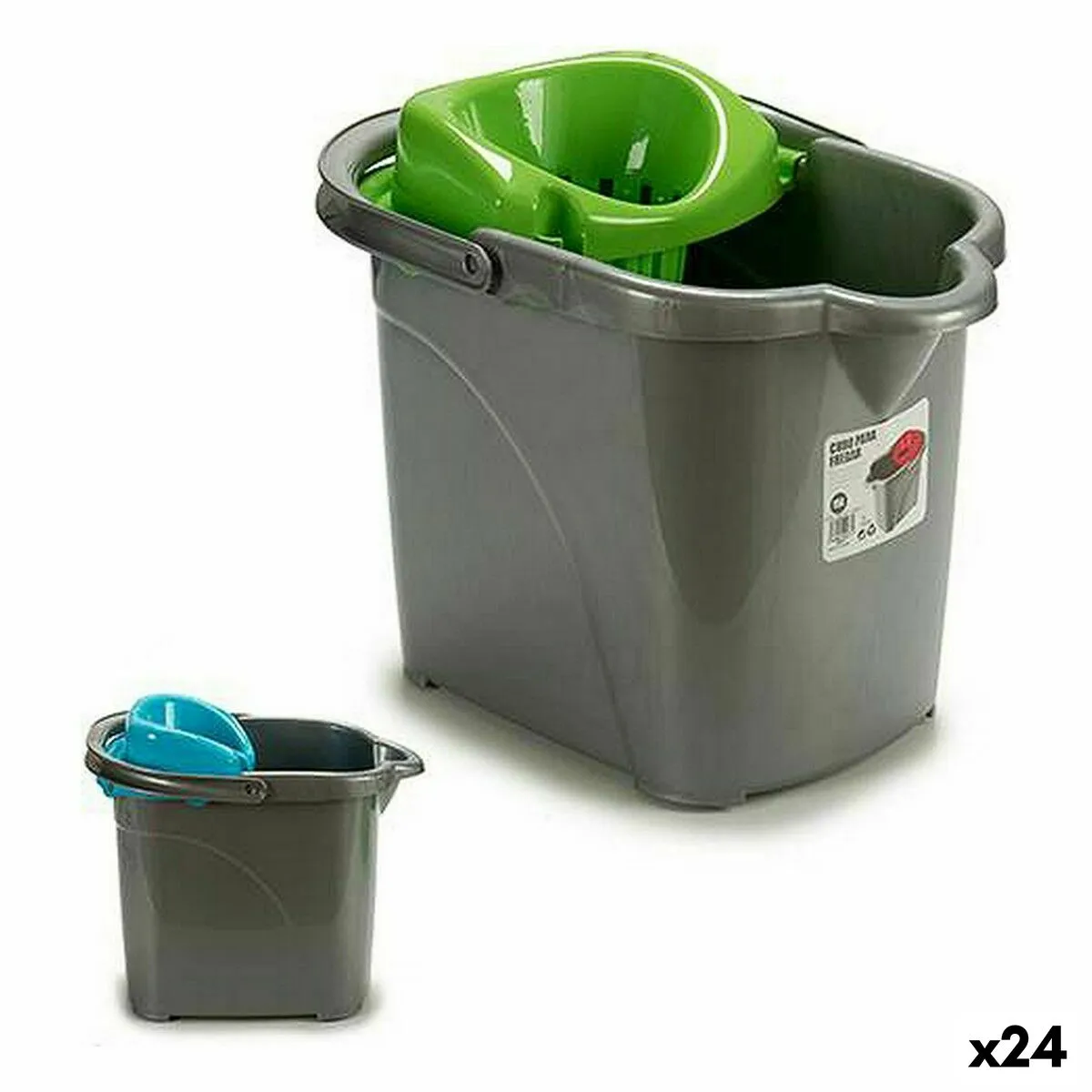 Secchio per Pavimenti Con ruote Plastica 15 L 31 x 31 x 41 cm (24 Unità)