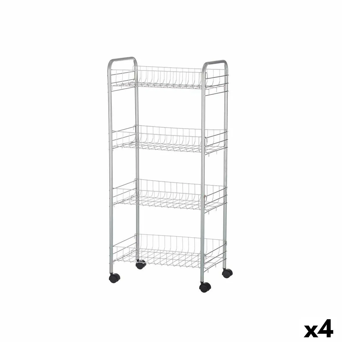 Carrello per Verdure Argentato Metallo Plastica 37 x 27 x 82,5 cm (4 Unità)