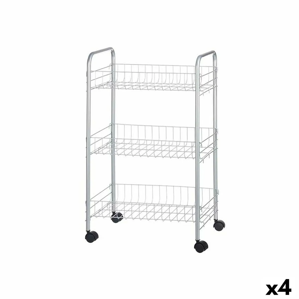 Carrello per Verdure Argentato Metallo Plastica 37 x 27 x 62,3 cm (4 Unità)