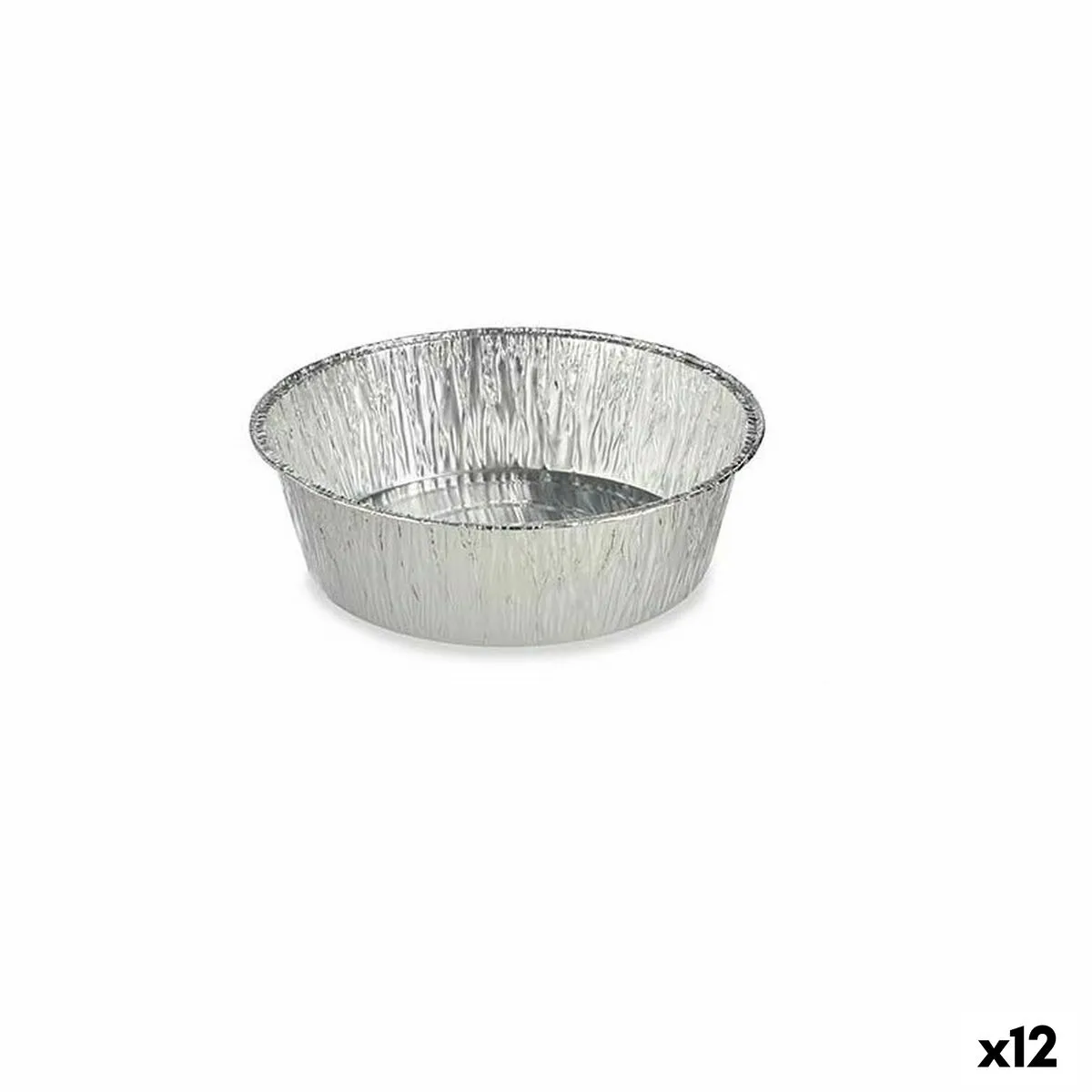 Set di Teglie da Cucina Monouso Rotondo Alluminio 25 x 8 x 25 cm (12 Unità)