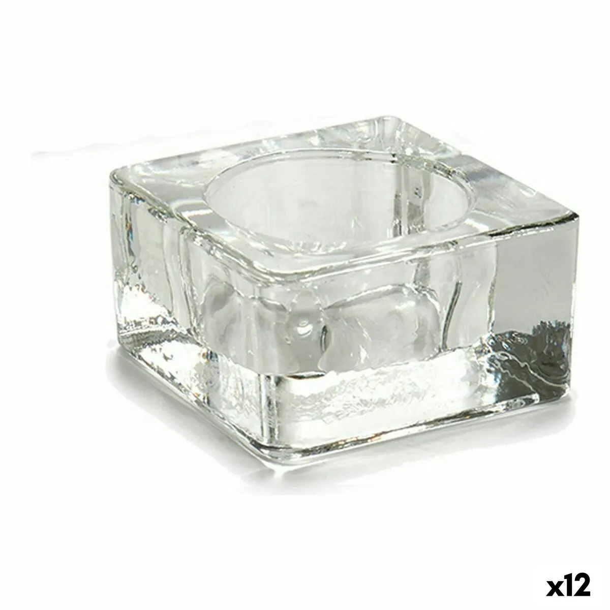 Portacandele Trasparente Vetro 6 x 3 x 6 cm (12 Unità)