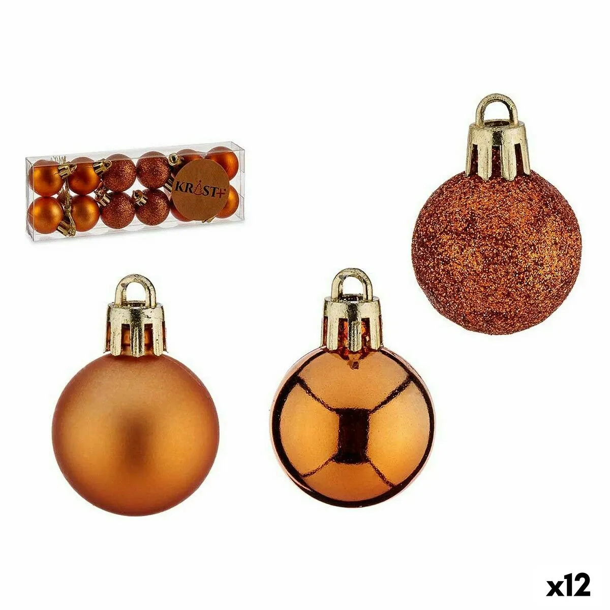 Set di palline di Natale Arancio Plastica 6 x 7 x 6 cm (12 Unità)