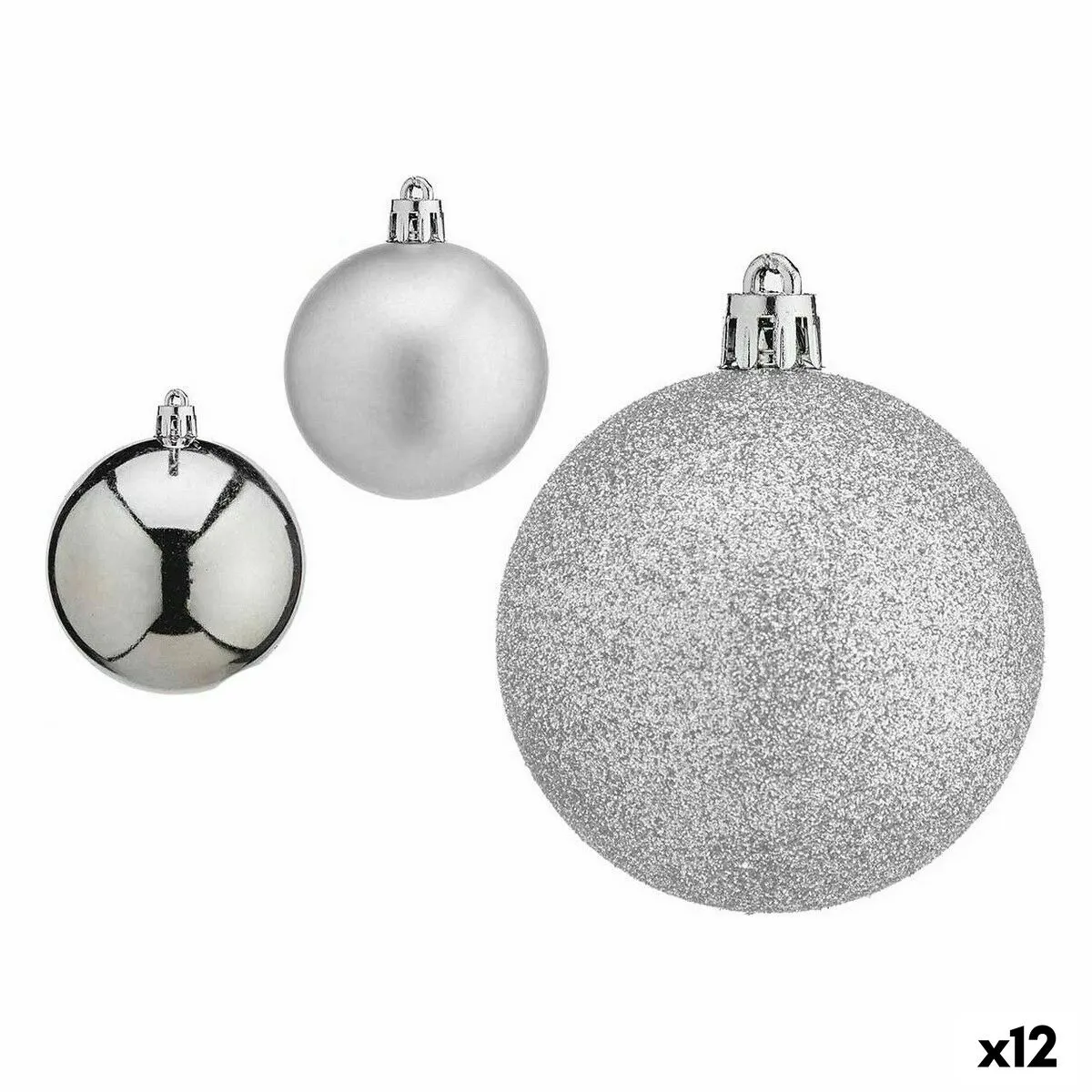 Set di palline di Natale Argentato Plastica 7 x 8 x 7 cm (12 Unità)