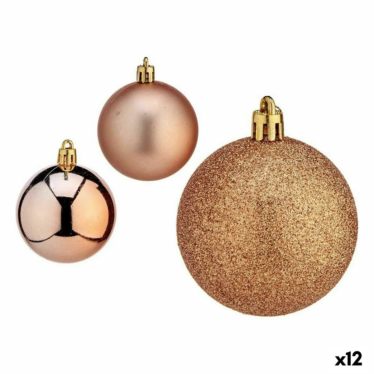 Set di palline di Natale Rame Plastica 6 x 7 x 6 cm (12 Unità)