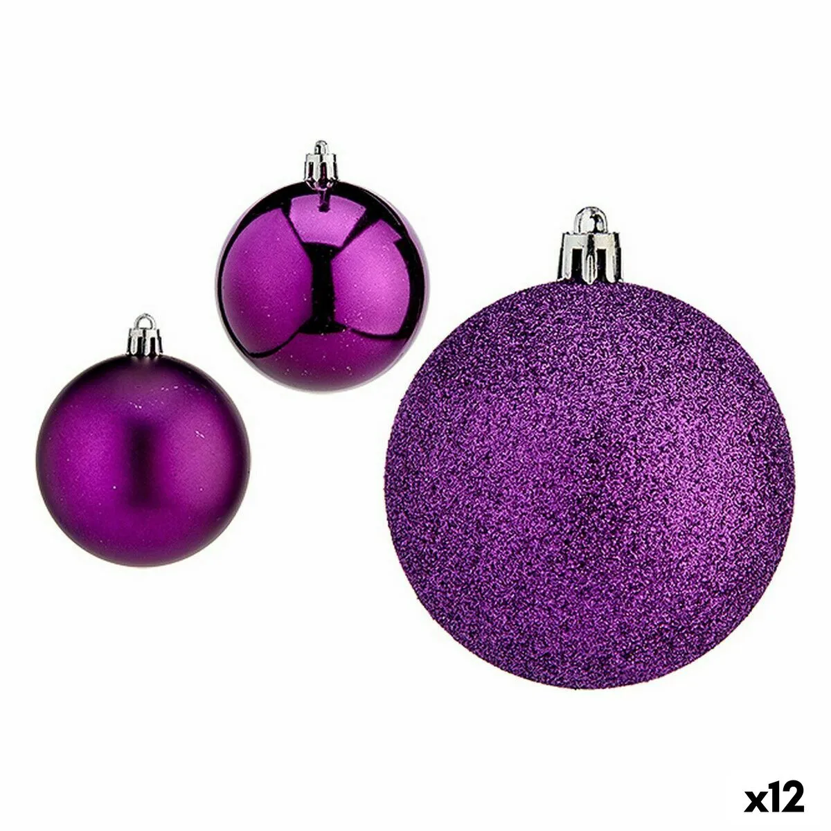 Set di palline di Natale Viola Plastica 7 x 8 x 7 cm (12 Unità)