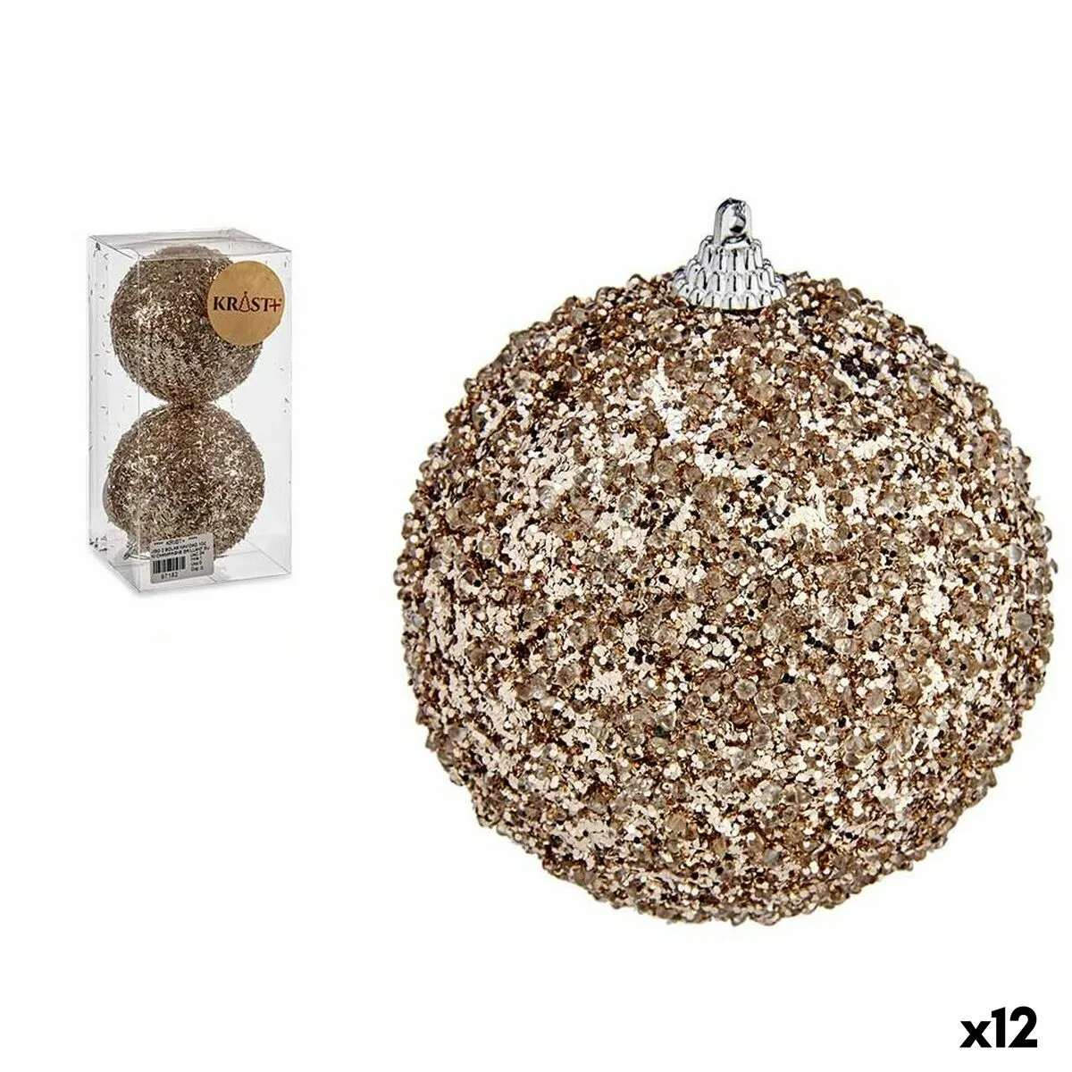 Set di palline di Natale Ø 10 cm champagne PVC (12 Unità)