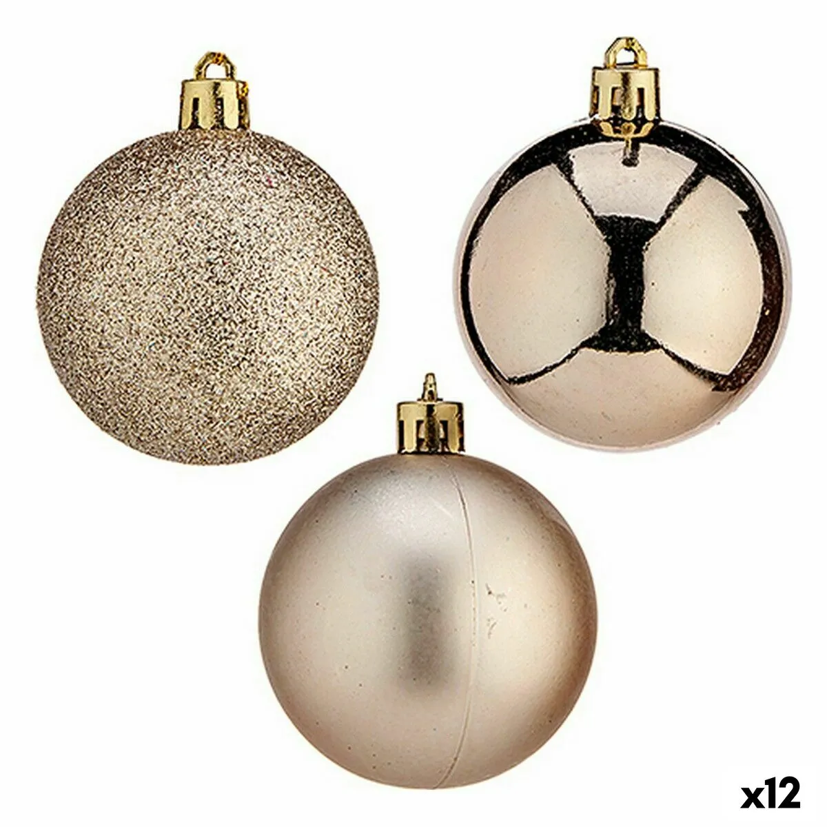 Set di palline di Natale 6 cm champagne Plastica (12 Unità)