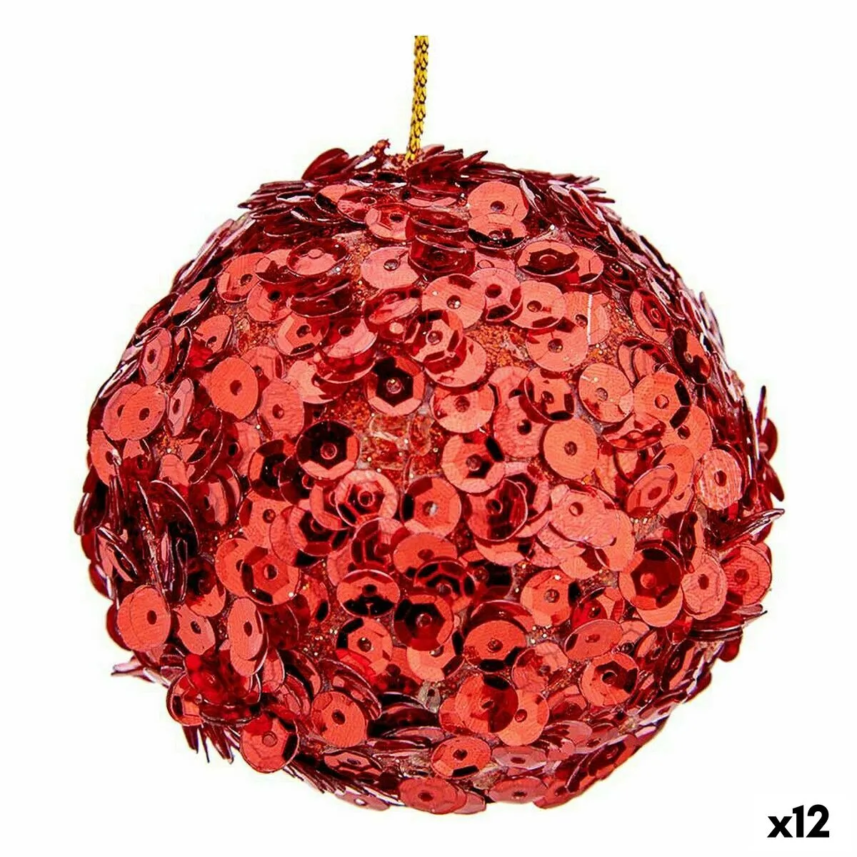 Set di palline di Natale Paillettes Rosso Plastica 8 x 8 x 8 cm (12 Unità)