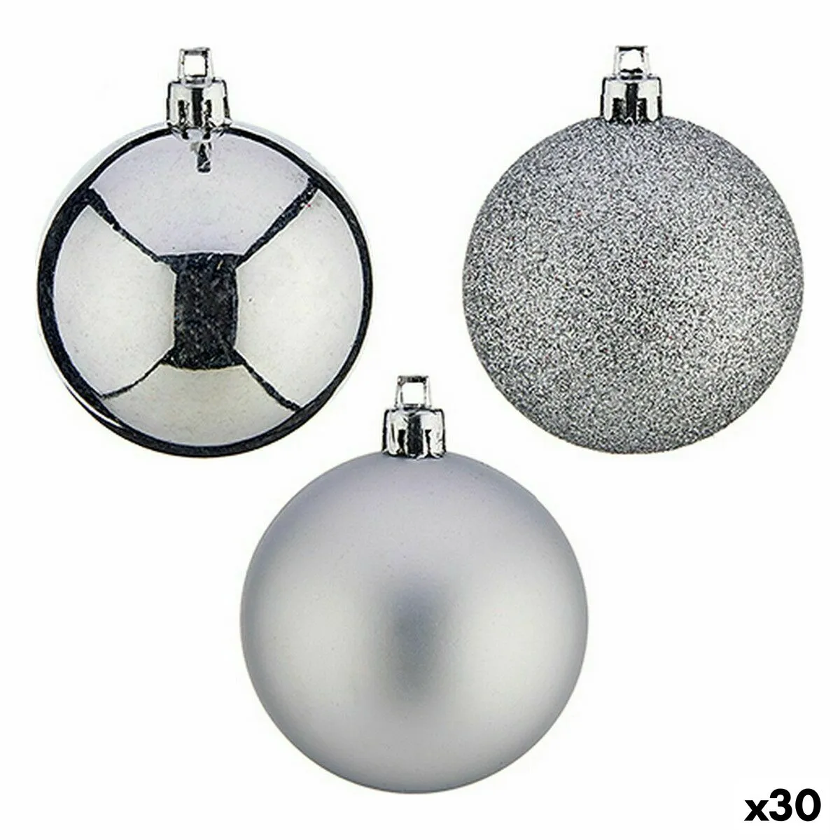 Set di palline di Natale Argentato Plastica 6 x 7 x 6 cm (30 Unità)