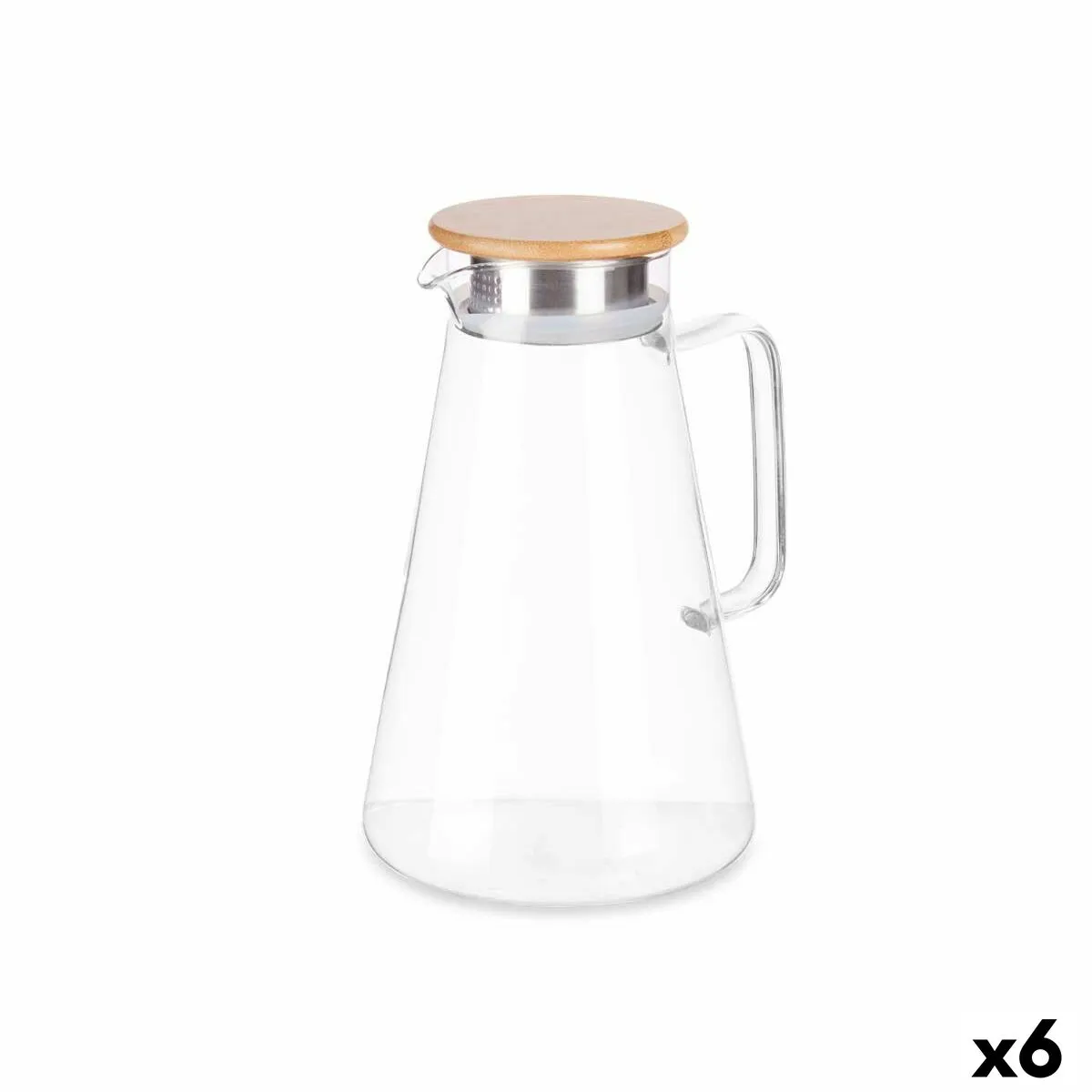 Teiera Trasparente Naturale Bambù Vetro Borosilicato 1,7 L (6 Unità)