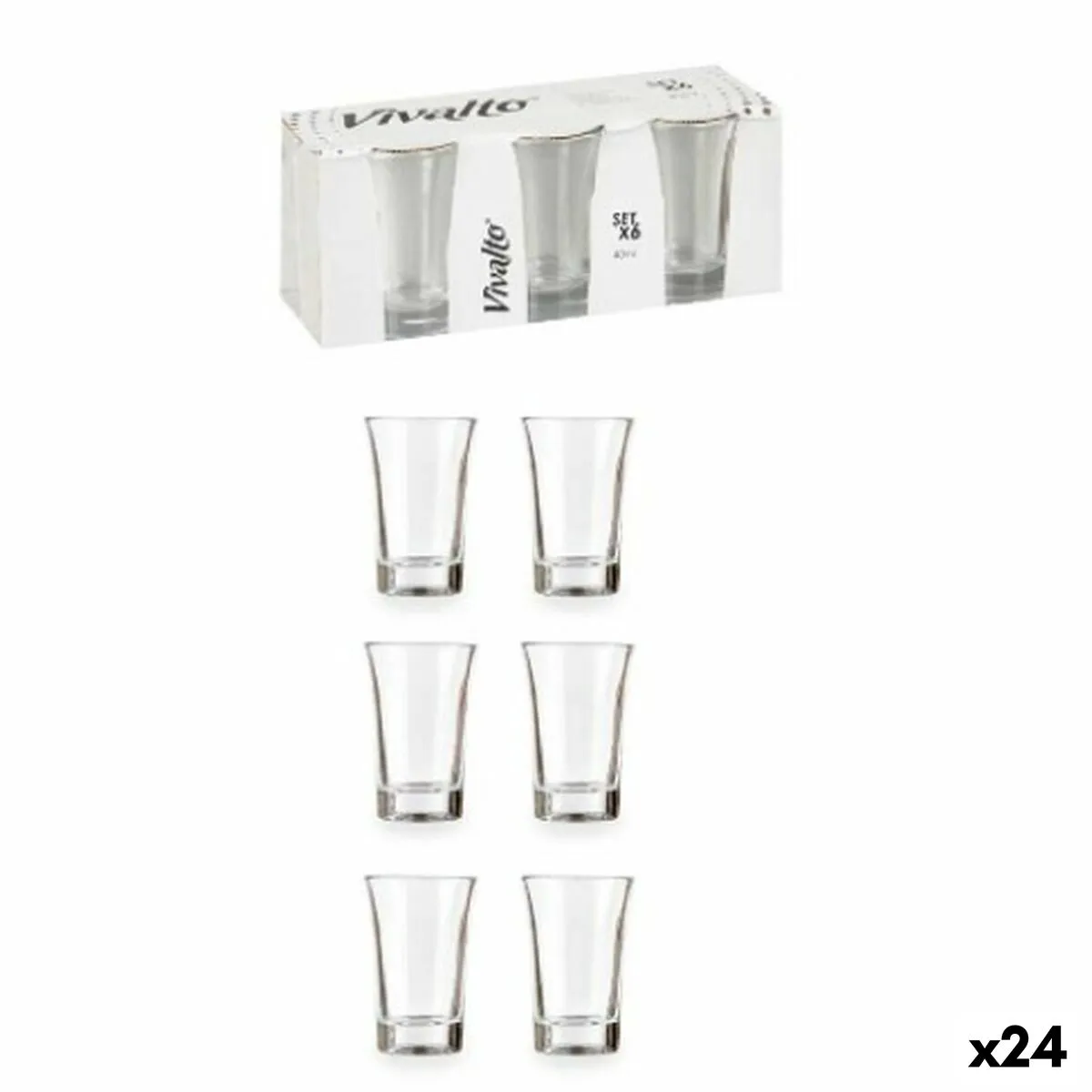 Set di Bicchierini da Chicchetto Vetro 40 ml (24 Unità)