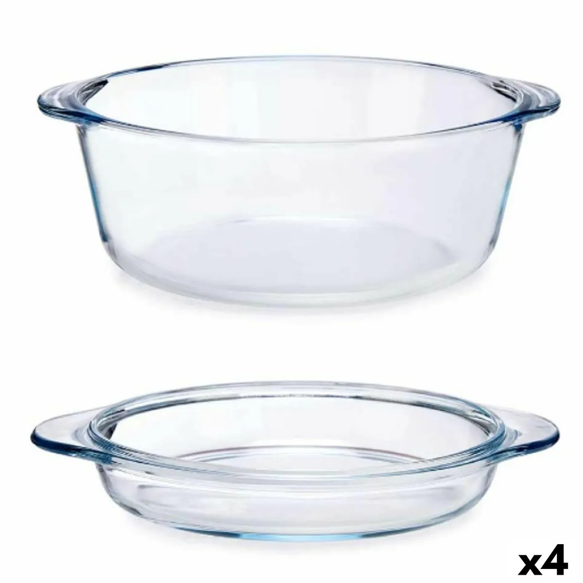 Casseruola con coperchio Trasparente Vetro Borosilicato 2,1 L (4 Unità)