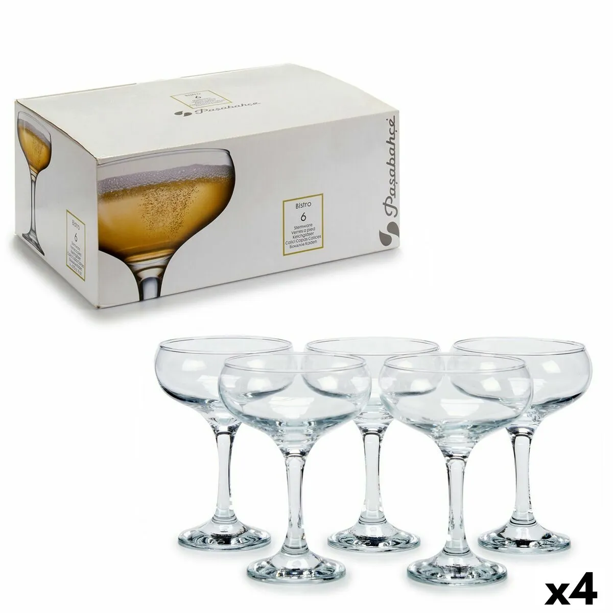 Set di Bicchieri Trasparente Vetro 270 ml (4 Unità)