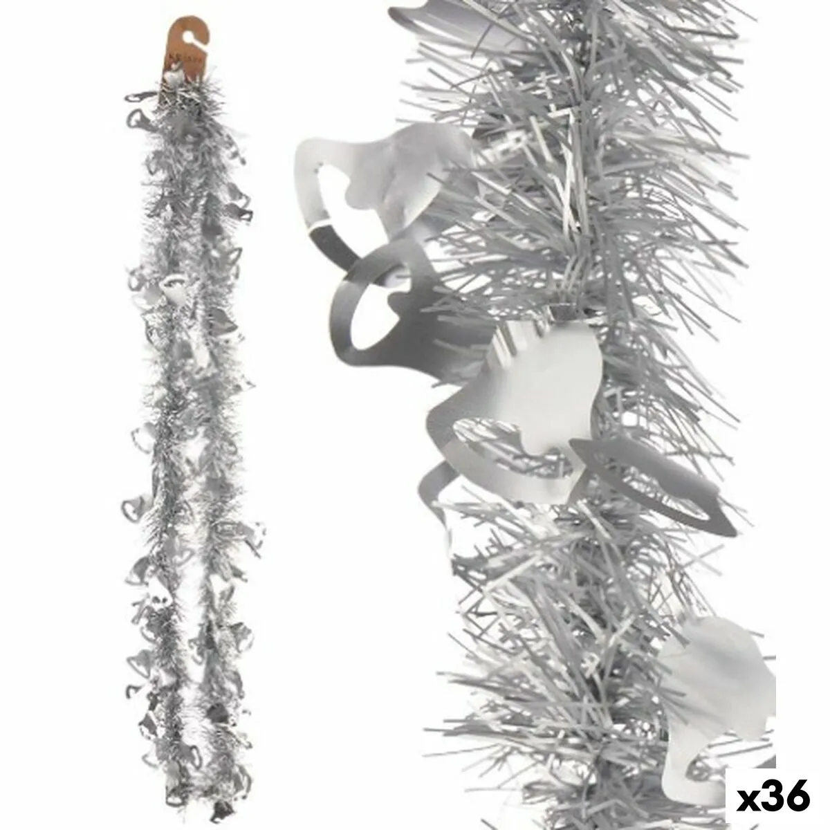 Ghirlanda di Natale Tinsel Cappe Argentato Plastica 12 x 12 x 200 cm (36 Unità)