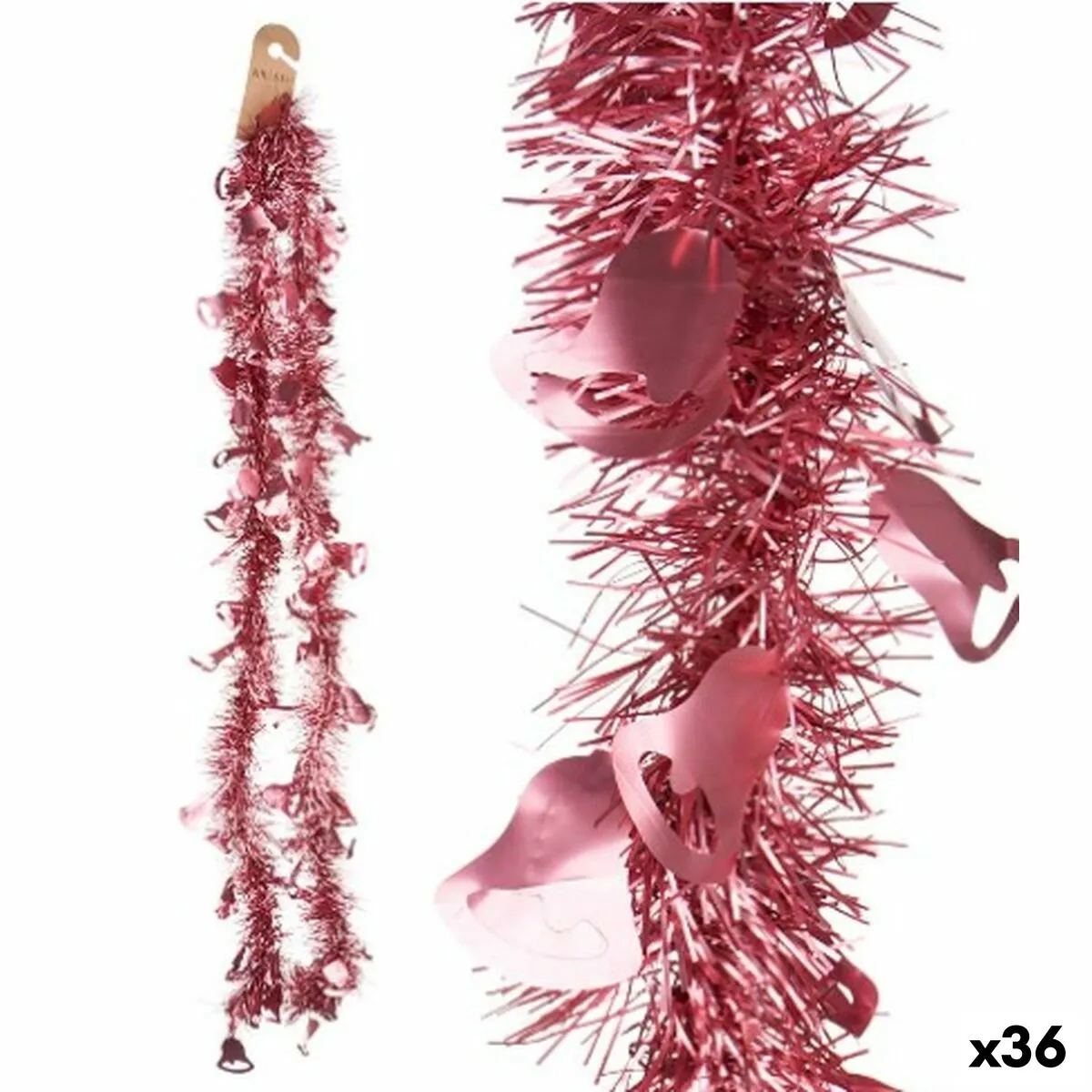 Ghirlanda di Natale Tinsel Cappe Rosa Plastica 12 x 12 x 200 cm (36 Unità)