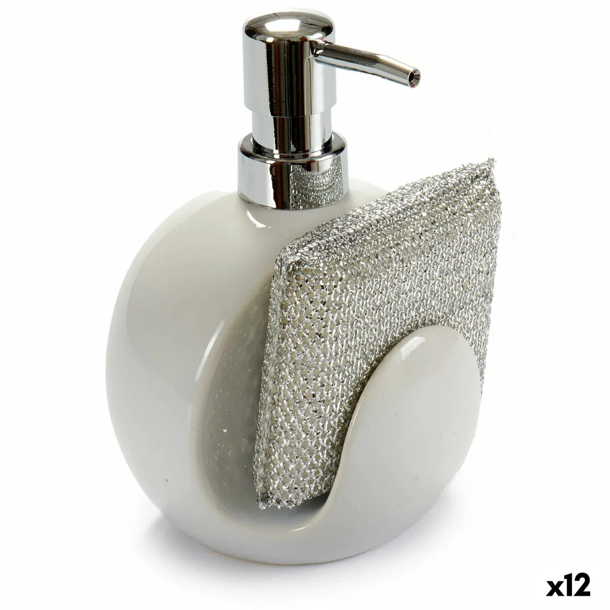 Dispenser di Sapone 2 in 1 per Lavandino Bianco Ceramica 400 ml 9,5 x 15,5 x 11,5 cm (12 Unità)