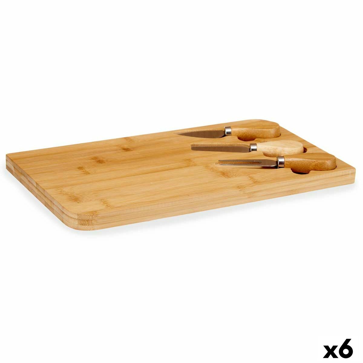 Tagliere per Formaggi Set Bambù 34 x 1,8 x 19 cm (6 Unità)