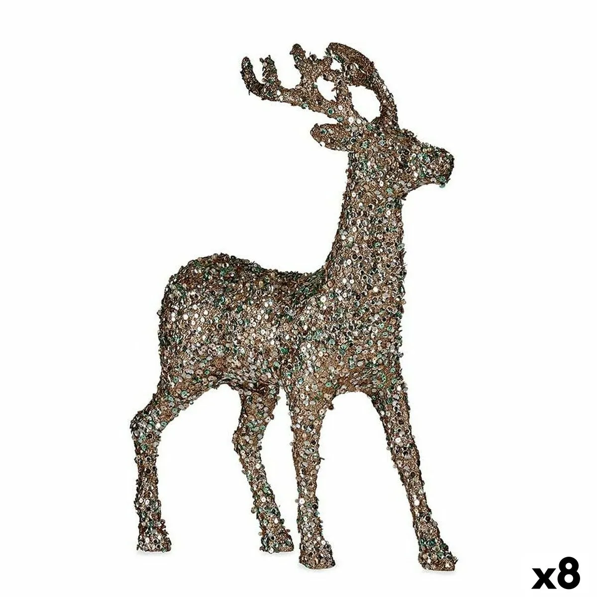 Statua Decorativa Renna di Natale Porporina Menta champagne Plastica 15 x 45 x 30 cm (8 Unità)