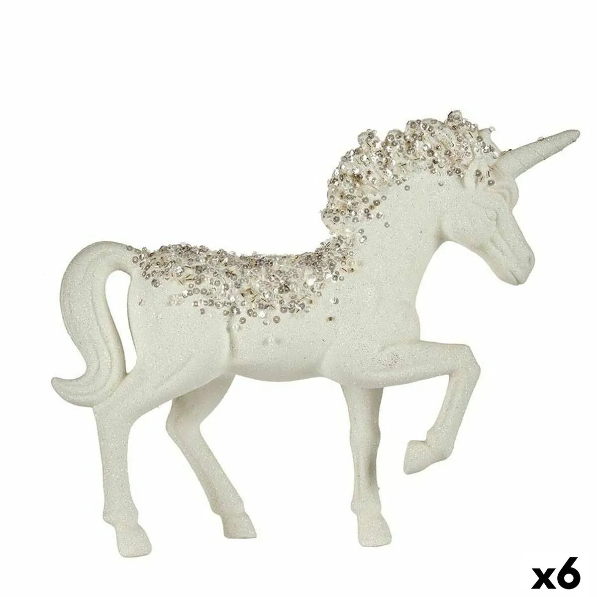 Statua Decorativa Unicorno Bianco Plastica 9,5 x 31 x 40 cm (6 Unità)