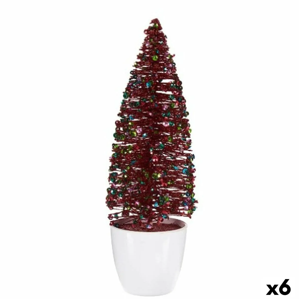 Statua Decorativa Albero di Natale Azzurro Rosso Plastica 9 x 28 x 9 cm (6 Unità)